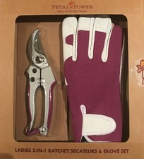 Ladies leather Gardening Glove (small)  & 7" Secateurs Set - Perfect Garden Gift