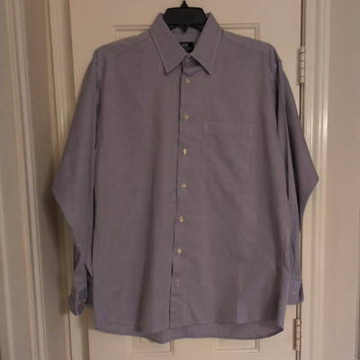 Bill Walker Clothier Blue  Button-Down Dress Shirt Mens Long Sleeve Size Large