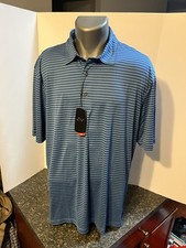 Greg Norman Play Dry Men s Golf Polo Shirt Blue Striped XL Poly - NWT