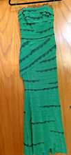 CH Carolina Herrera maxi dress, emerald green w/black lace, Petite (See descrip)