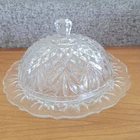 Vtg Anchor Hocking Round Covered Butter Dish Glass Lid Only Pineapple Design