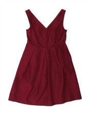 J. CREW Womens Sleeveless A-Line Dress US 10 Large Burgundy Cotton CM13
