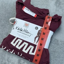 Keith Haring Women's M Lounge Set Burgundy Cotton Blend e0558