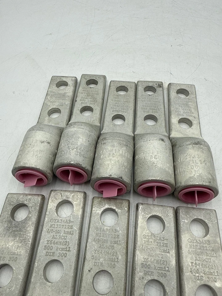 10PC Burndy YA34A3N131T12E Compression Lug 500kcmil 2 Hole 4/0-500 AL9CU - Image 3 of 4