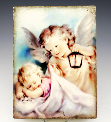 Sid Dickens Memory Block Tile T-358 GUARDIAN ANGEL & CHILD RETIRED