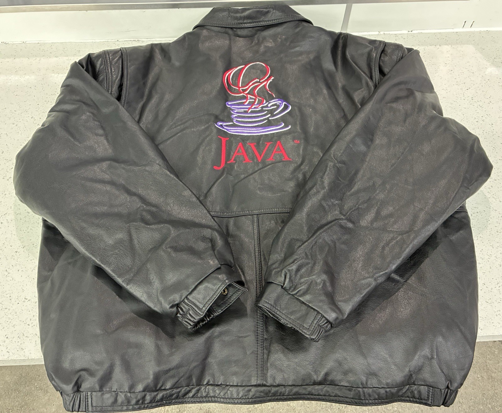 VTG Java Sun Microsystems XXL Leather Bomber Jack… - image 5