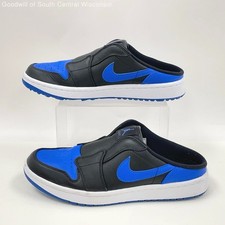 Nike Jordan 1 Black/Blue Slip-on Mule Golf Sh...