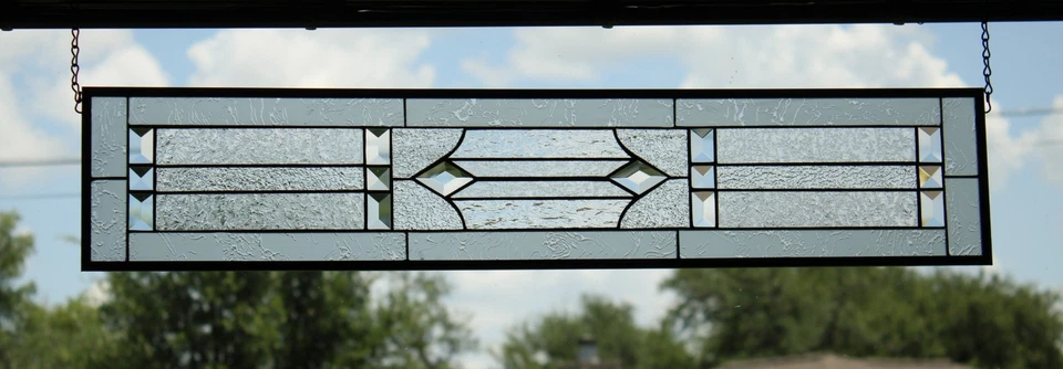 Clear, beveled stained glass window hanging sidelight ,transom ,obscure texture - Image 3 of 4