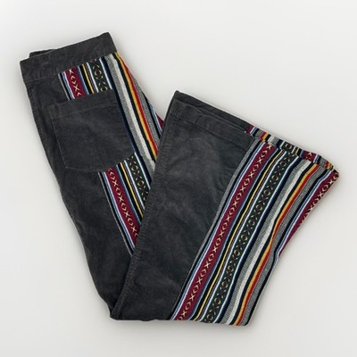 Gypsy Rose Corduroy & Gheri Bell Bottom Pants Women's M Gray Boho Hippie 70s