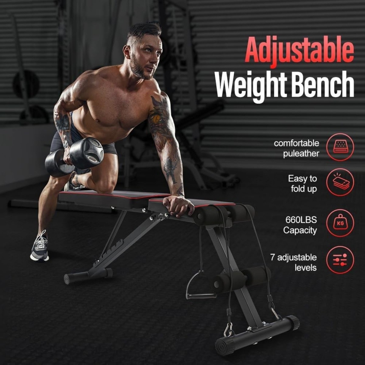 Foldable Weight Bench Adjustable Strength Training Full Body