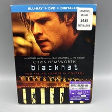 Blackhat (Blu-ray/DVD, 2015, 2-Disc Set) Chris Hemsworth w/ Slipcover NEW SEALED