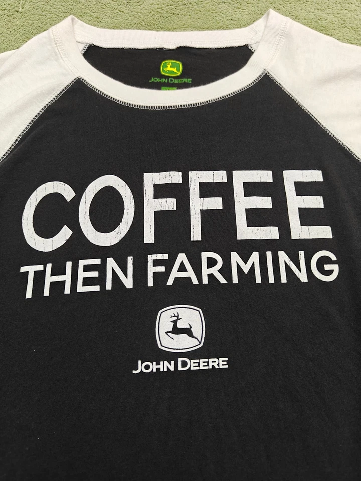 John Deere manga larga negro/blanco talla mediana para niños (café y luego agricultura) Foto 2 de 4