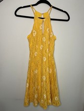 City Studio Floral Sleeveless Yellow Bodycon Above The Knee Dress Keyhole XXS