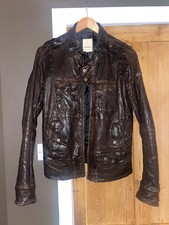 Mens Diesel Leather Jacket Dark Brown UK Size Large