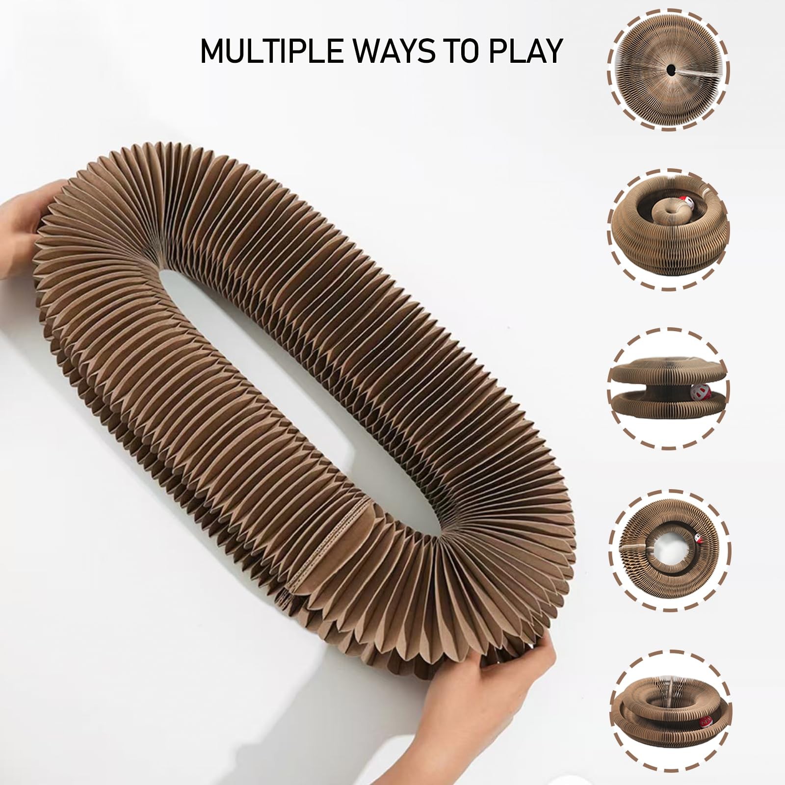 Griffoir pour chat Magic Organ pliable avec balle interactive en carton ondulé