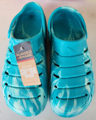 Rugged Shark Men's Aqua Blue Slip-on Lightweight Back Strap EVA Clog Sandals: 9