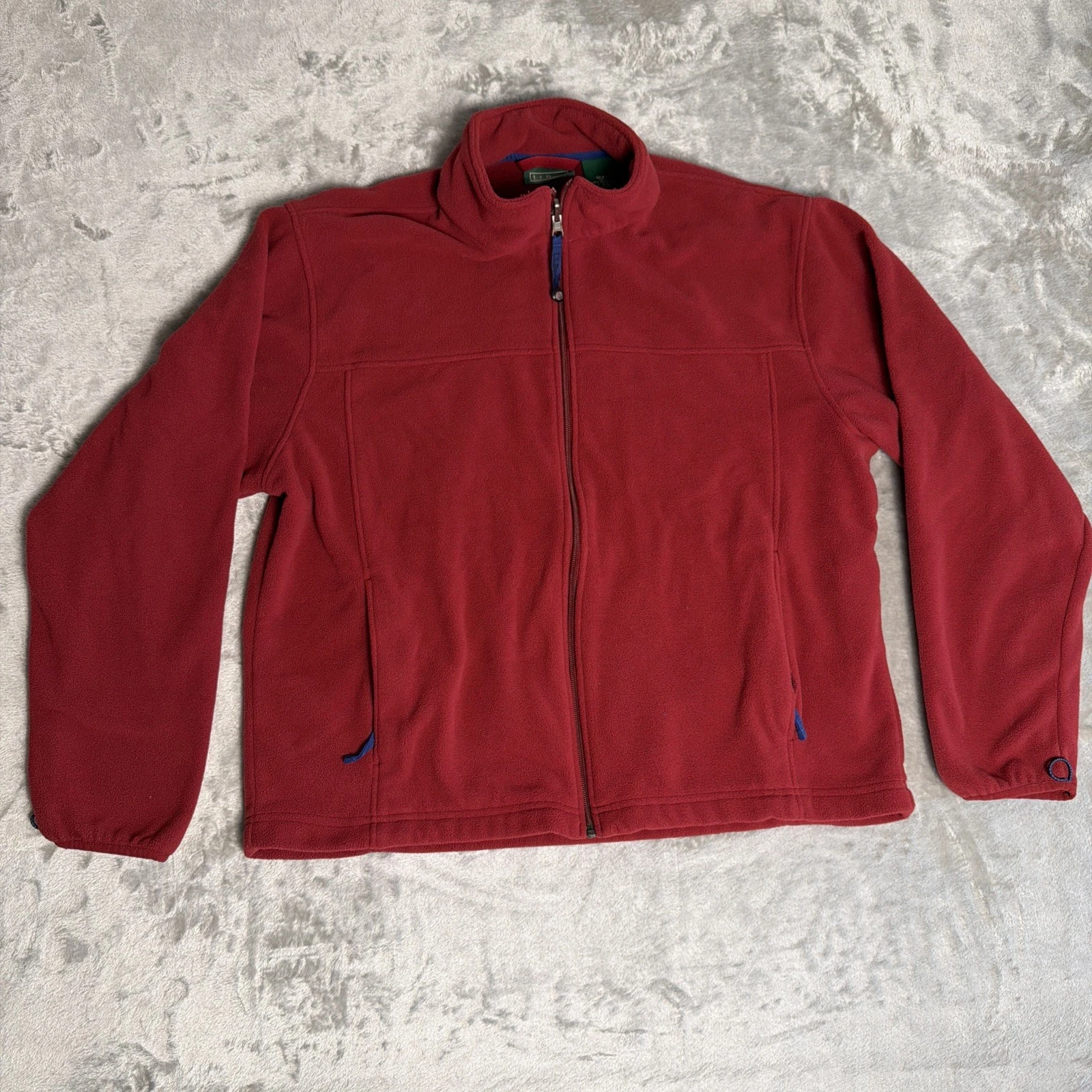 L.L. Bean Men’s Red Fleece Sweater Jacket With Pockets - LG