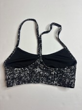 Lululemon Flow Y Bra Black And White Floral Pattern Size 4 Sports Bra Athletic