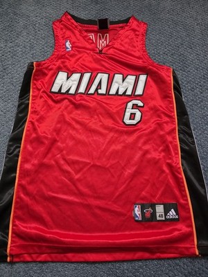 Adidas Miami Heat Authentic Lebron James Sewn Jersey Size 48 Red