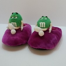 M&M Damen Grün M&M Plüsch Slipper Hausschuhe Lila/Grün Größe L 8-10