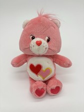 Care Bears Love A Lot Bear Pink Hearts Plush Stuffed Animal 8" 2002