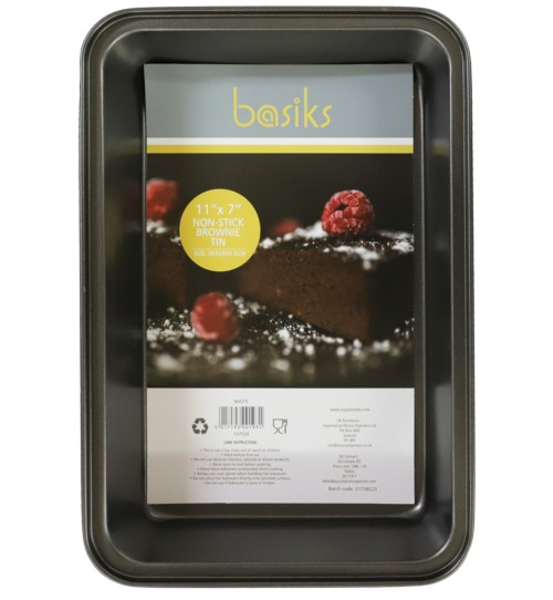 basiks Non-Stick Rectangular Baking Cake Tin Tray Pan Kitchen Bakeware 11"" x 7""