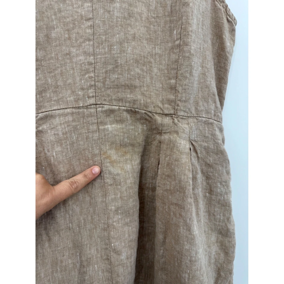 J Jill платье женщин средний бежевый любовь льняной без рукавов кнопка передние карманы - Изображение 4 из 4