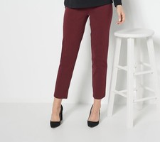 Susan Graver Weekend Petite Premium Stretch Slim Leg Pant Rich Raisin XL New