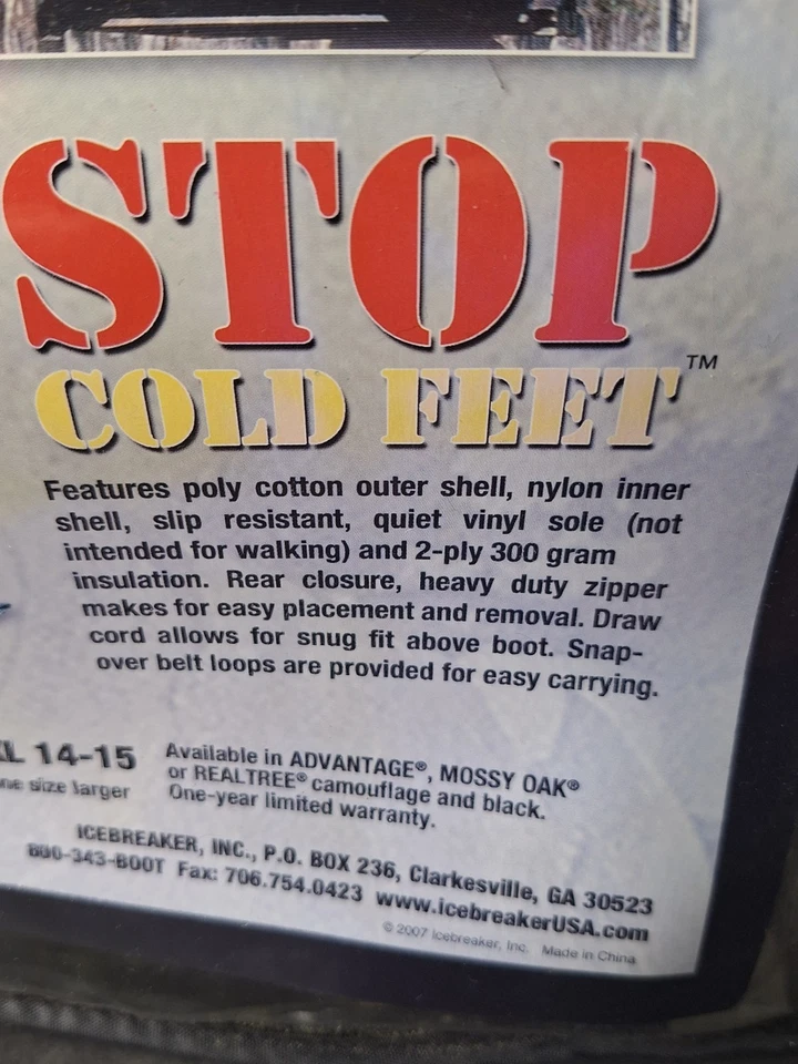 New Mossy Oak Icebreaker Insulated Boot Covers Size M 8-10 Camo Blanket Breakup - Image 2 of 4