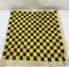 Vintage Black and Yellow Checkered Embroidery Piece
