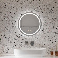 Round LED Bathroom Mirror Dimmable Illuminated LED Lighted Touch Sensor 40-70cm