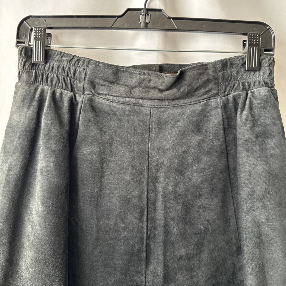 Falda larga vintage Toffs para mujer gamuza cuero negra talla 8 #2537 Foto 2 de 4