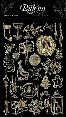 CATaireen Merry Christmas Quotes Gold Foil Rub On Transfer Stickers Holiday W
