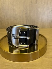 Versus By Gianni Versace Vintage Black Leather Studded Belt