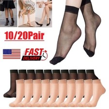 10/20Pairs Women Nylon Elastic Short Ankle Sheer Stockings Silk Short Socks USA