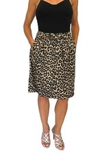Weekend Max Mara Leopard Animal Print Belted Brown Cotton Stretch Pencil Skirt 8