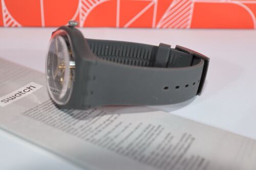NEW Swiss Swatch Originals GREYBOLINO Skeleton Dial Dark Gray Silicone SUOM109 - Picture 3 of 7