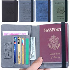 Slim Leather Travel Passport Wallet Holder RFID Blocking ID Card Case Cover Gift