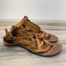 SAM EDELMAN 8M Brown Gallagher Gladiator Strappy Leather Sandal Women Brown