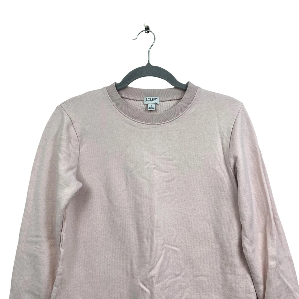 J. Crew Womens Sweatshirt Crew Neck Striped Hem Stretch Blue White Pink Sz S - Image 2 of 4