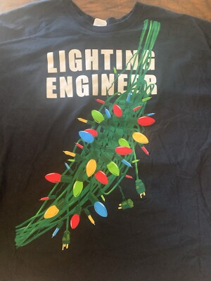 Mens Holiday, Lighting Engineer Black Funny Christmas T-Shirt Plus Size 3XL