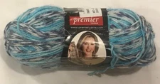 NEW PREMIER SERENITY SOCK wool blend fingering yarn skein self-striping INDIGO 