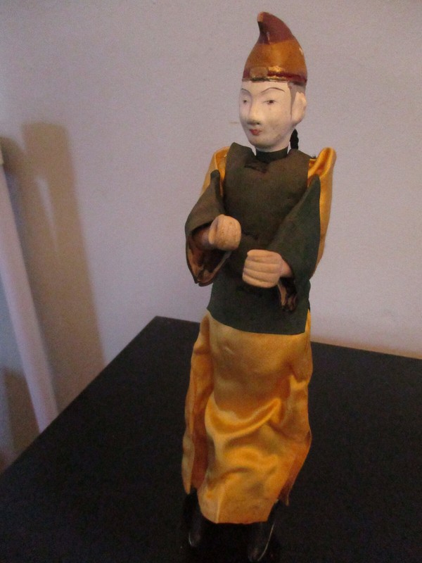 Antique Vintage Hand Painted Standing Chinese Scribe Composition 9.5" Doll China