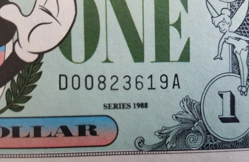 DISNEY DOLLARS - TOPOLINO 1 DOLLARO BANCONOTA SERIE 1988 .....RARA USA - Foto 6 di 6