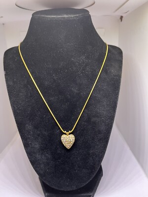 necklace napier heart preowned crystals gold tone fashion 21'' snake chain fair