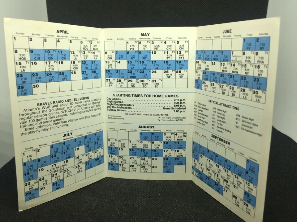 1979 Atlanta Braves Baseball Schedule Six Flags Amusement Park - Image 3 of 3