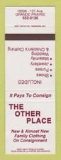 Matchbook Cover - The Other Place Clothing Grande Prairie AB? SAMPLE