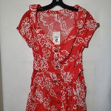 Free People Cherry Combo Dress Women's 6 Mini Dress Red Linen Blend MSRP 120 NWT