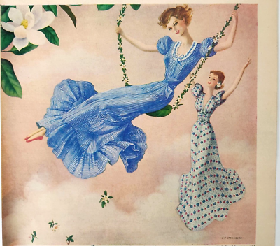Magnolias Women Swinging Dresses Textron Fashion 1949 Ad Magazine Print |  eBay