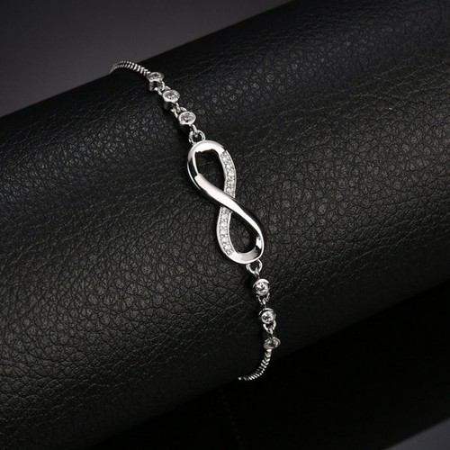 Silberarmband Infinity Charm 925 Sterling Damen Diamanten Unendlich Ewigkeit - Bild 4 von 11